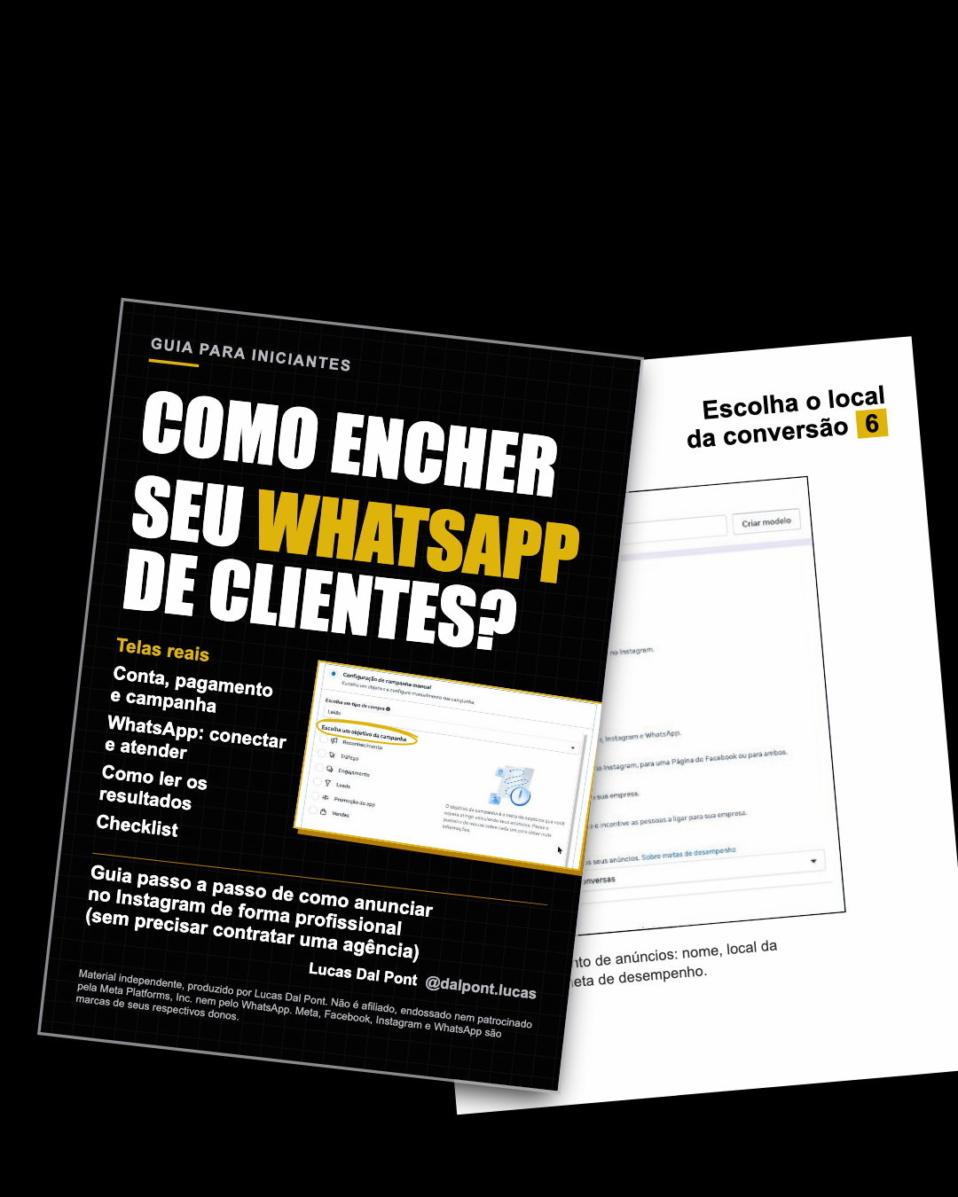 Mockup do guia Como encher seu WhatsApp de clientes? em tablet e celular